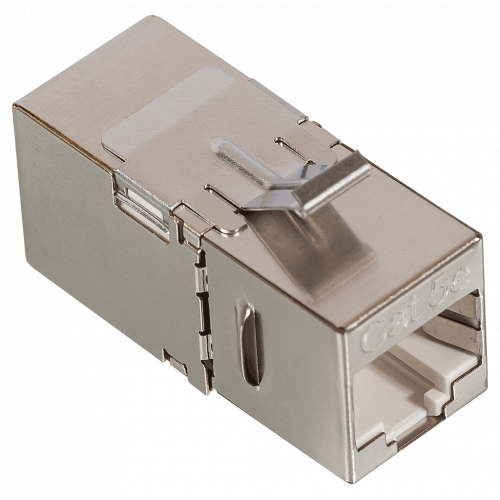 RJ-45 socket coupler, shielded, 90 degrees, category 5E, Keystone form-factor